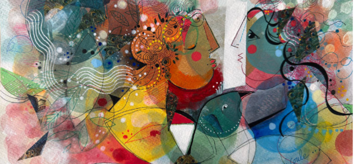 L'eau qui coule - Original Acrylic on Paper - 8.3 x 11.8 in